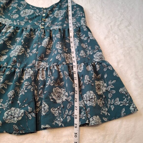 Urban Outfitters Floral Babydoll Romper Sz S Ruffle Relaxed Fit Button Front 90s - Picture 13 of 16